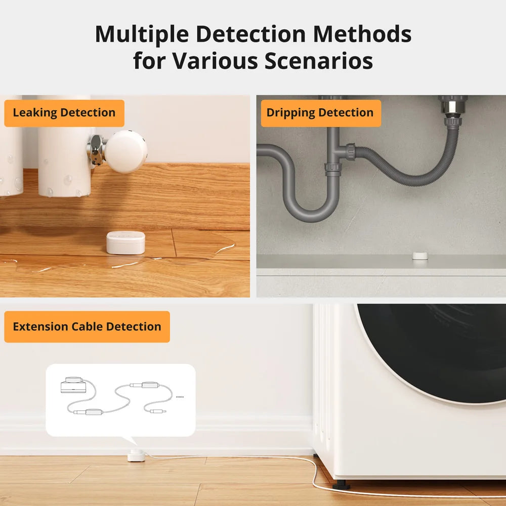SONOFF SNZB-05P Zigbee Smart Water Leak Sensor Leaking&Dripping Detection Real-time Alert Smart Scence via eWeLink Alexa Google
