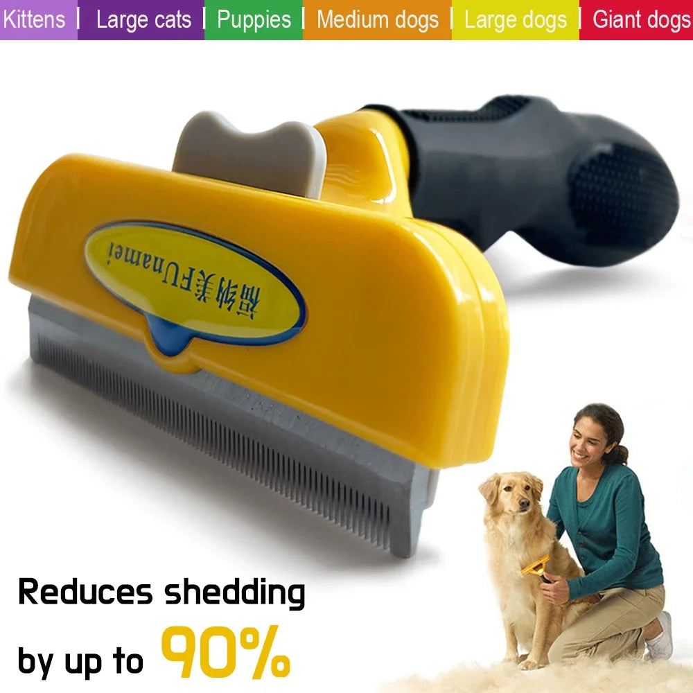 Stainless steel pet deshedding brush for dogs and cats