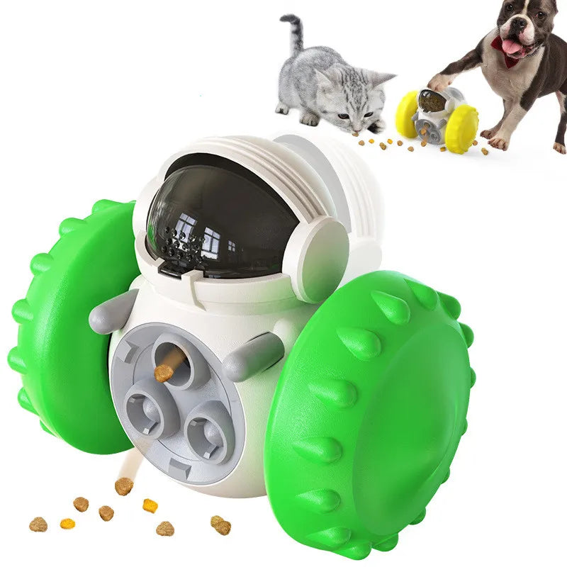 Robot-shaped treat dispenser puzzle toy for dogs