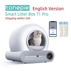 Tonepie 65L self-cleaning smart cat litter box with app control