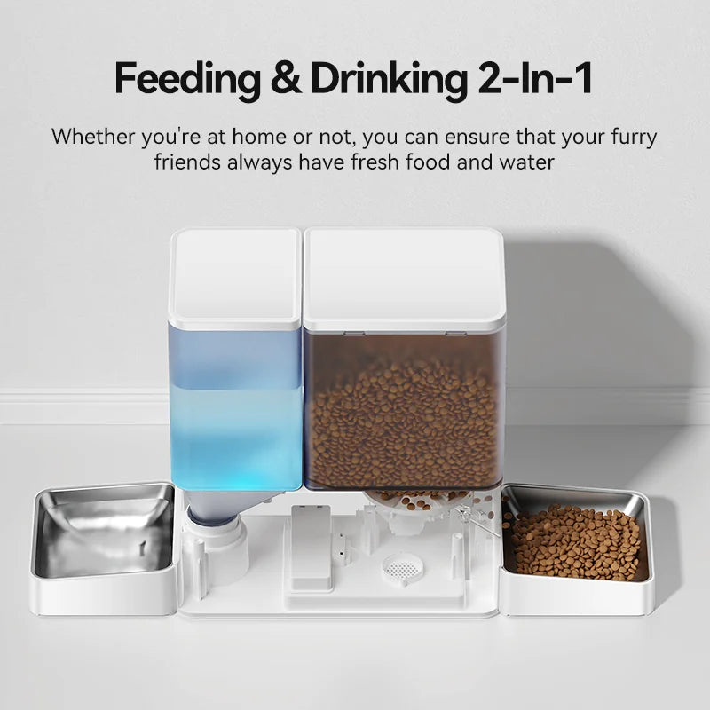 ROJECO 2-in-1 Pet Feeder & Water Fountain for Cats & Dogs