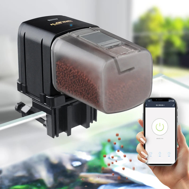 Automatic Wi-Fi aquarium fish feeder food dispenser