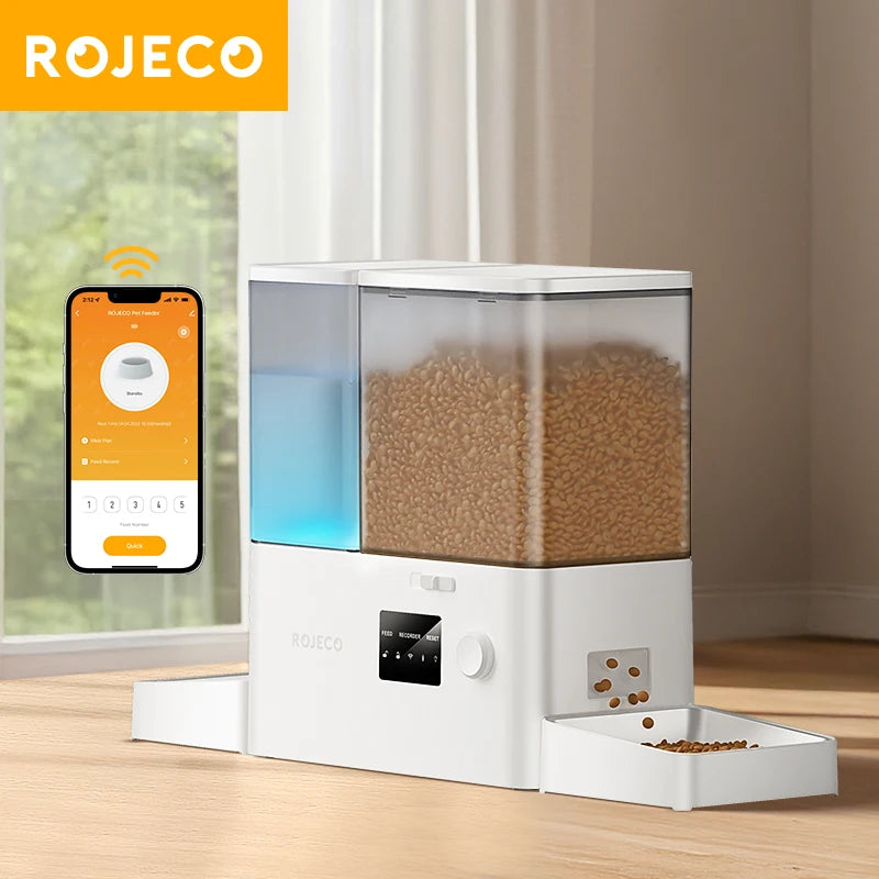 ROJECO 2-in-1 pet feeder and water fountain for cats and dogs