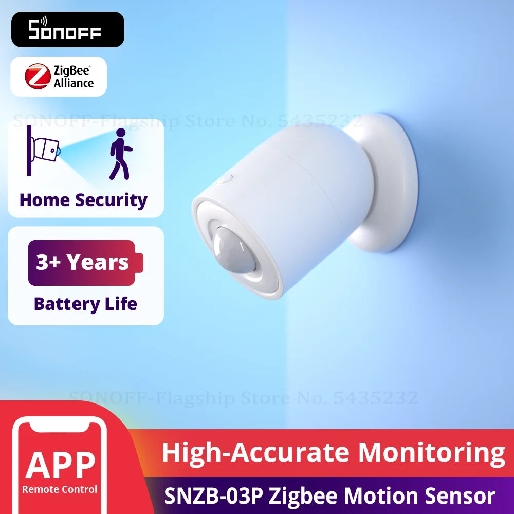 SONOFF SNZB-03P ZigBee Motion Sensor Smart Light Detection Motion Trigger Alarm Work with ZBBridge via EWeLink APP Alexa Google